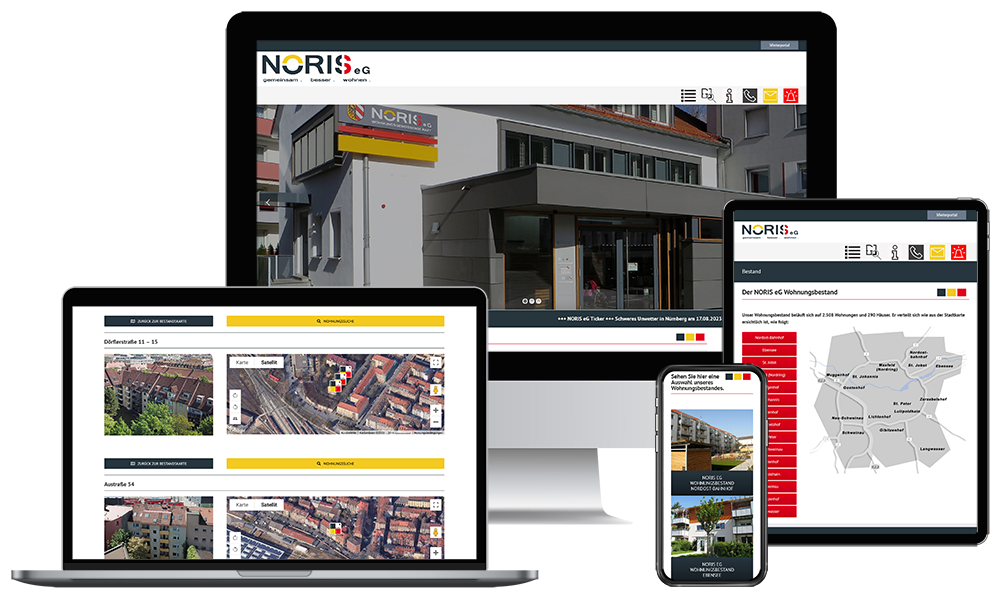 Internetpräsenz der Wohnungsbaugesellschaft "NORIS" in Nürnberg