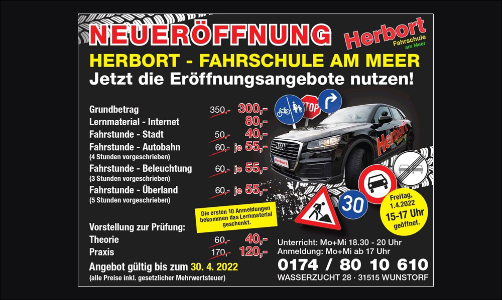 Flyer - Fahrschule Herbort in Wunstorf